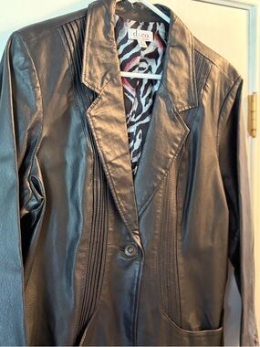 D & Co. Women’s Black Faux Leather Blazer